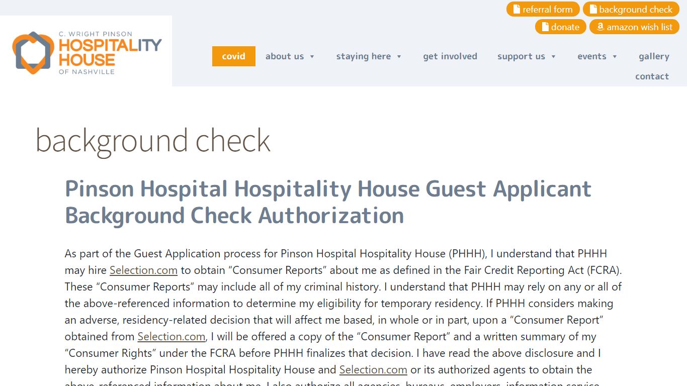 Background Check – Hospitality House of Nashville